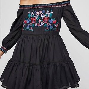 Free People Sunbeams Women's Floral Embroidered Off The Shoulder Mini Dress NWT